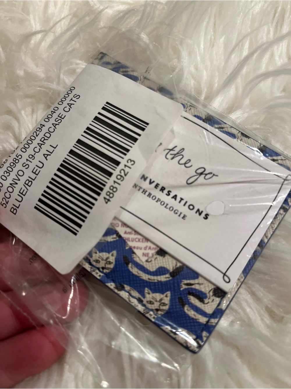 Anthropologie Blue Cat Card Case